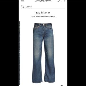BNWT Rag and Bone Liquid Miramar Wide Leg Pant